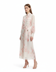 Amira Floral Maxi Dress – Button-Front Collared  Elora