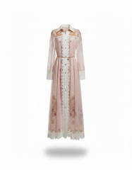 Maram Abstract Maxi Dress – Button-Front Collared  Elora