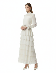 Mira Elegant Maxi Dress – Belted Long Sleeve