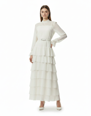 Mira Elegant Maxi Dress – Belted Long Sleeve