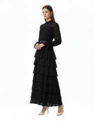 Mira Elegant Maxi Dress – Belted Long Sleeve  Elora