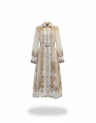 Muna Tribal Maxi Dress – Button-Front Collared  Elora