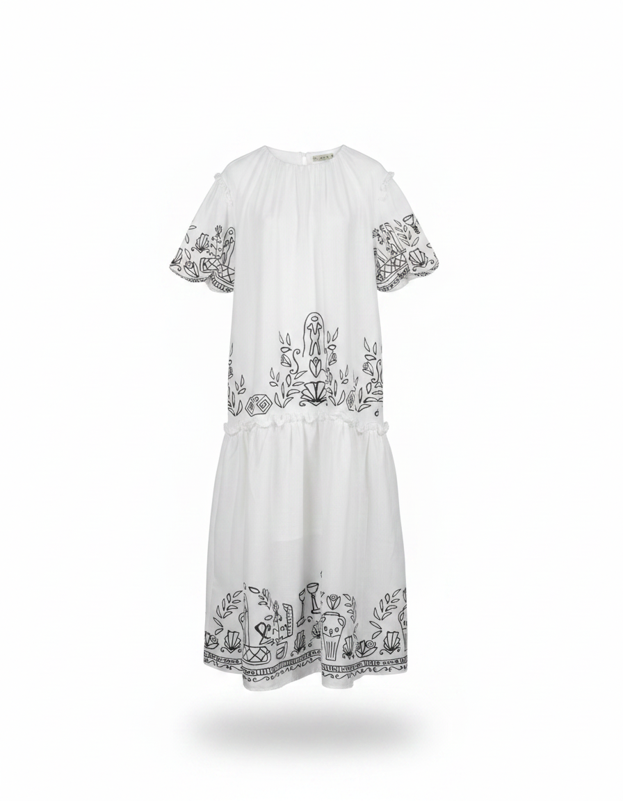 Najla Tribal Maxi Dress – Short Sleeve  Elora