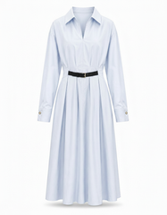 Ruba Cotton Maxi Dress – Belted V-Neck  Elora