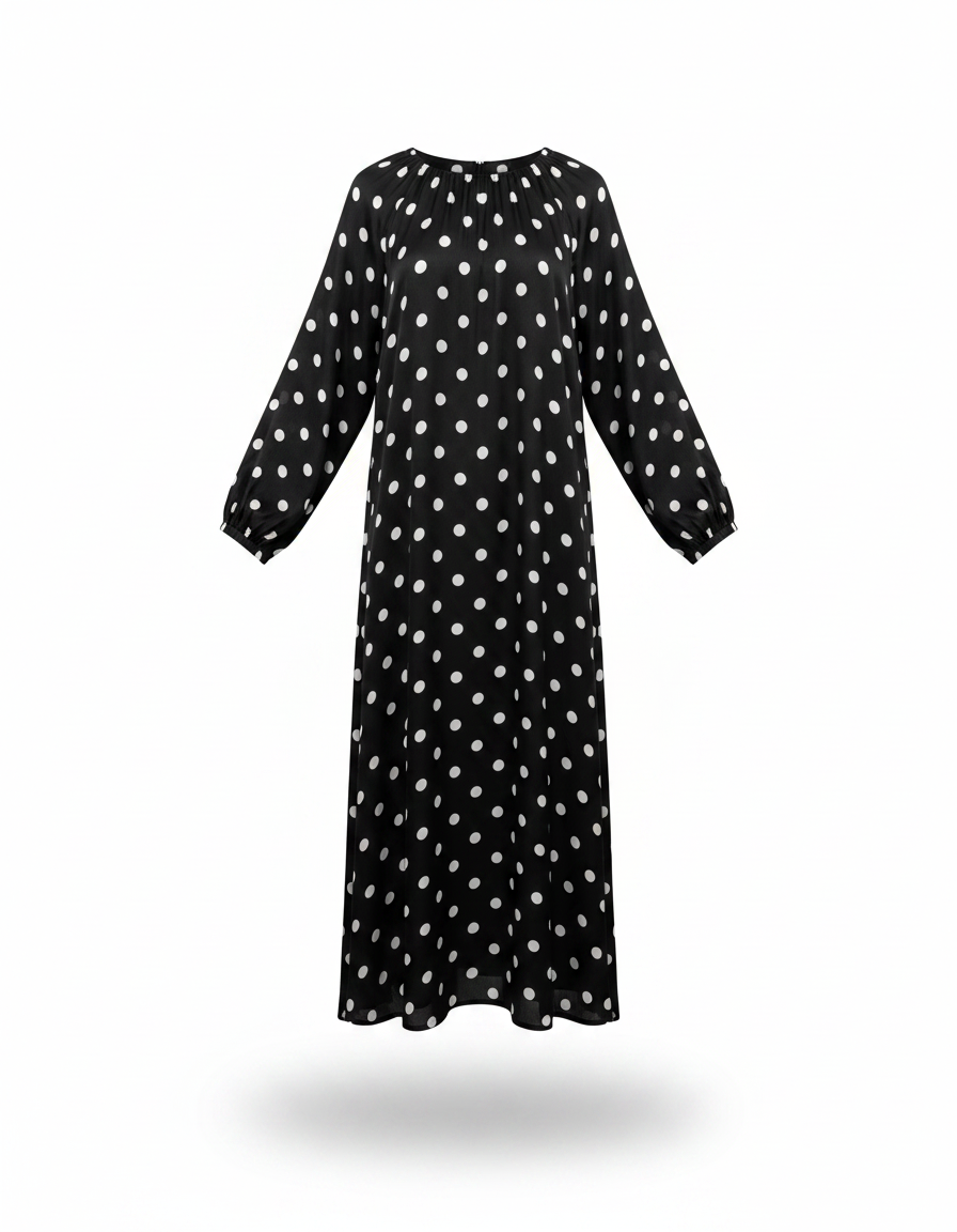 Rula Polka Dot Maxi Dress – Long Sleeve  Elora