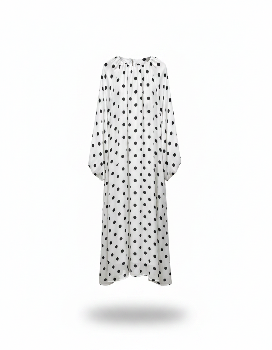Rula Polka Dot Maxi Dress – Long Sleeve  Elora