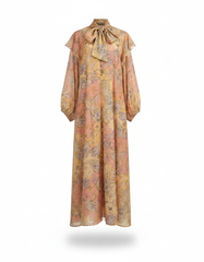 Sahar Floral Maxi Dress – Button-Front V-Neck  Elora