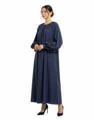 Salwa Cotton Maxi Dress – Relaxed Fit Long Sleeve