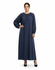 Salwa Cotton Maxi Dress – Relaxed Fit Long Sleeve