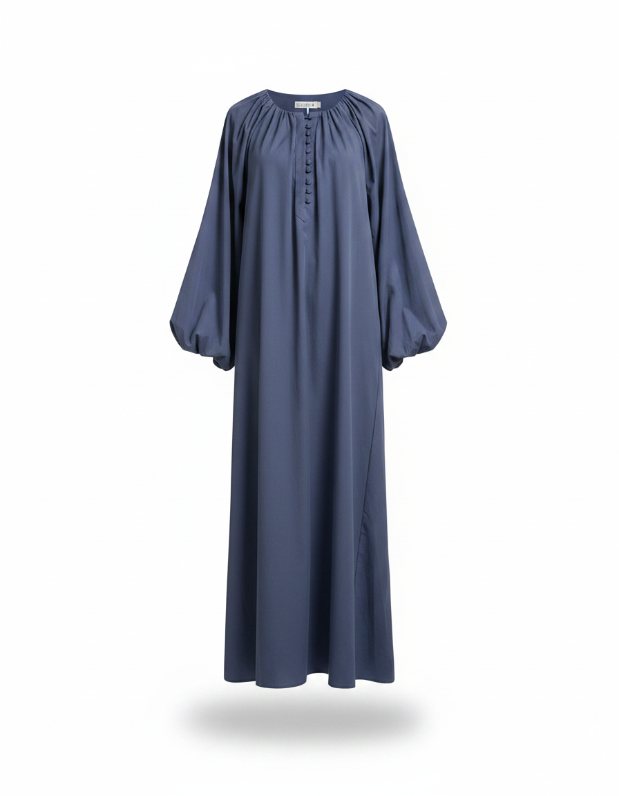 Salwa Cotton Maxi Dress – Relaxed Fit Long Sleeve