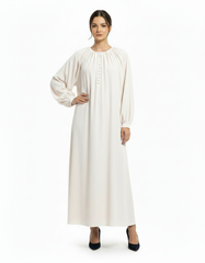 Salwa Cotton Maxi Dress – Relaxed Fit Long Sleeve