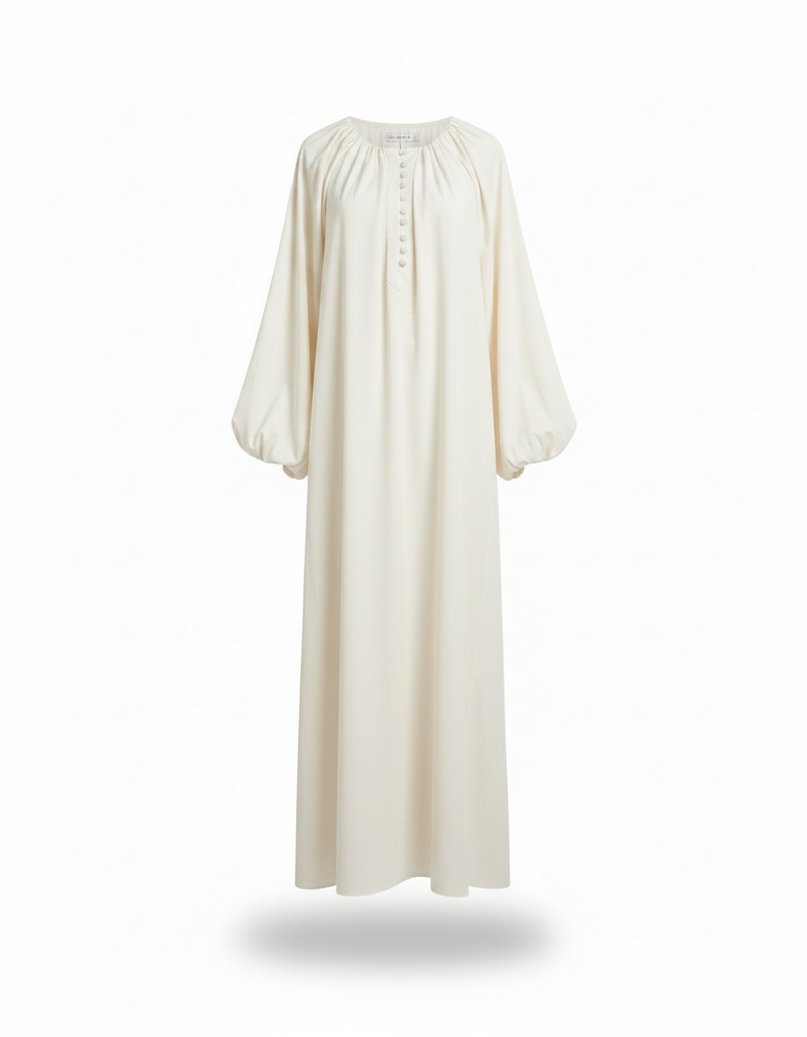 Salwa Cotton Maxi Dress – Relaxed Fit Long Sleeve