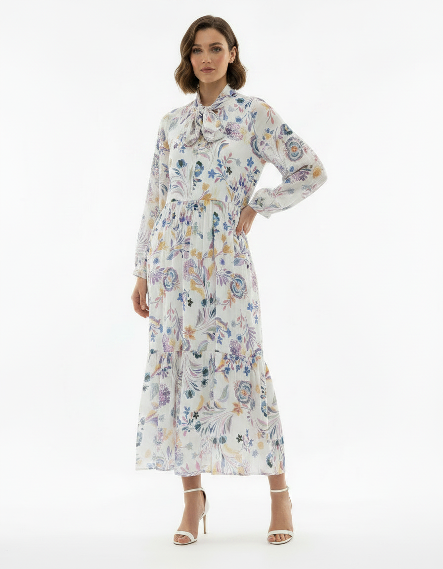 Samar Floral Maxi Dress – Relaxed Fit V-Neck  Elora