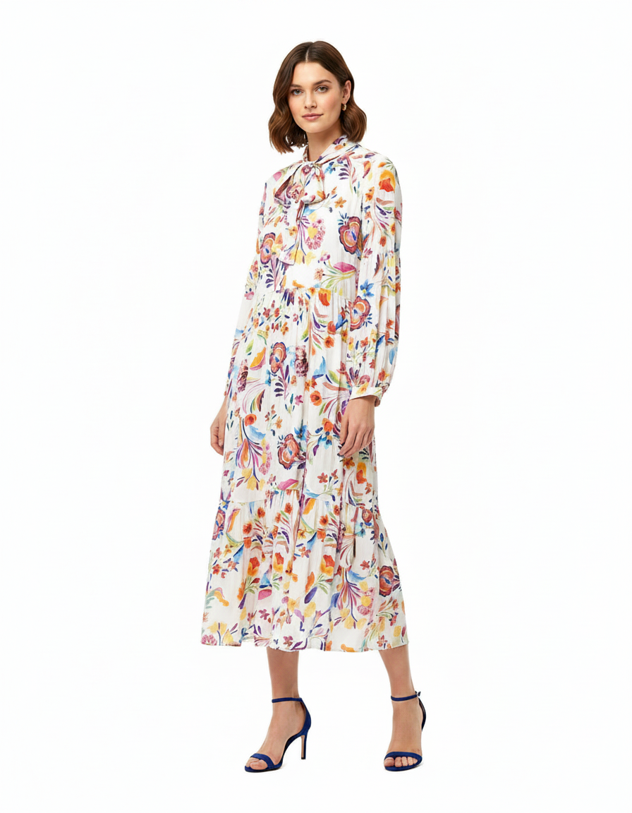 Samar Floral Maxi Dress – Relaxed Fit V-Neck  Elora
