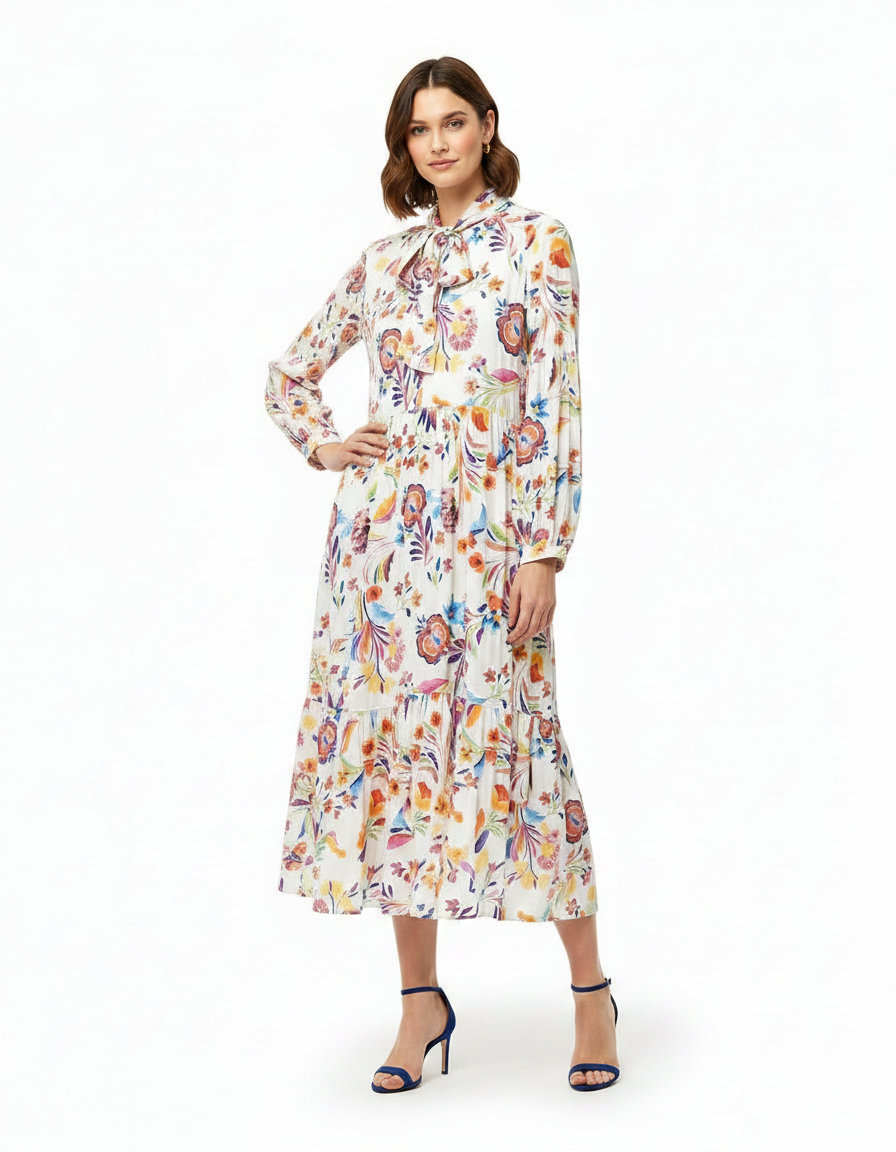 Samar Floral Maxi Dress – Relaxed Fit V-Neck  Elora
