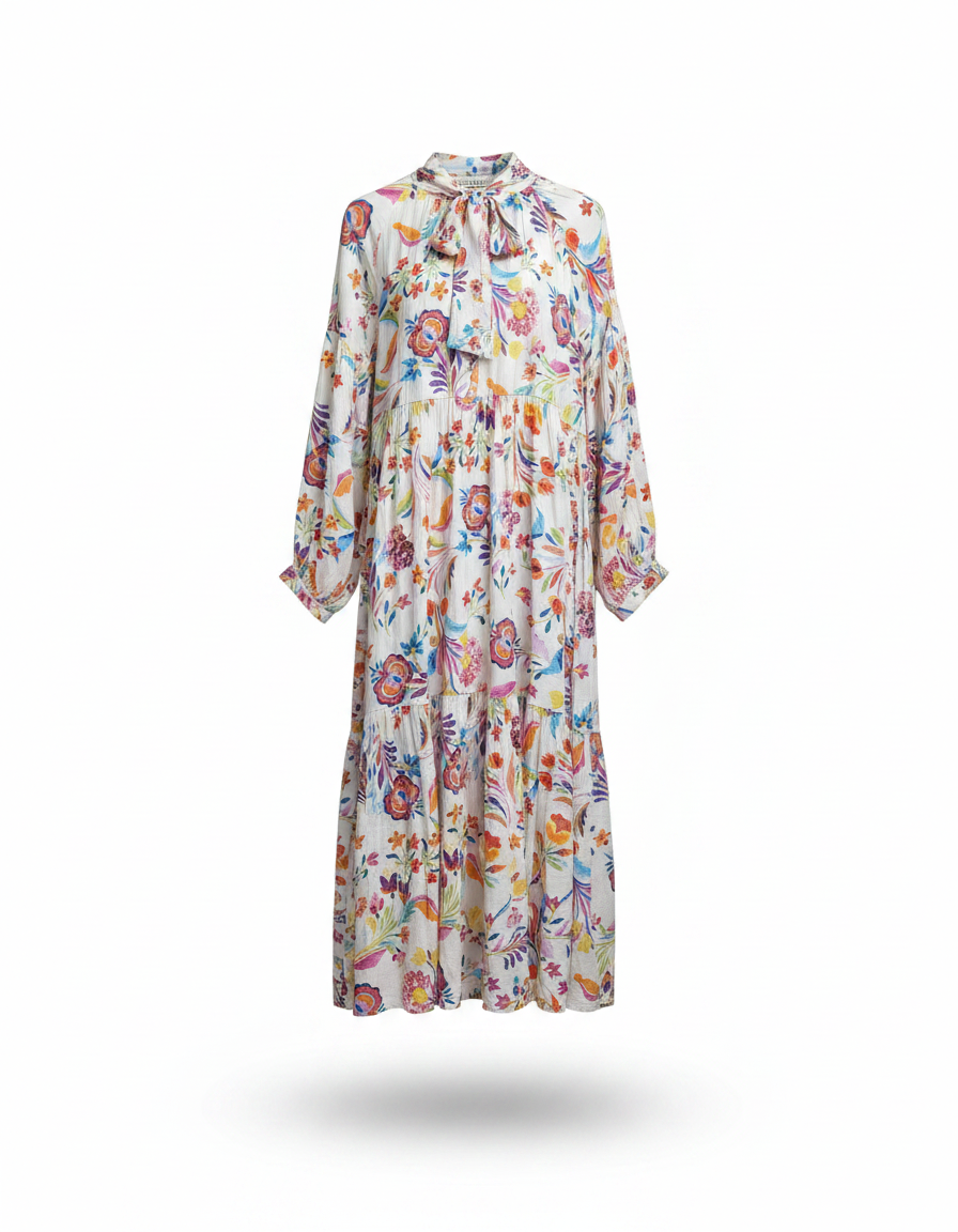 Samar Floral Maxi Dress – Relaxed Fit V-Neck  Elora