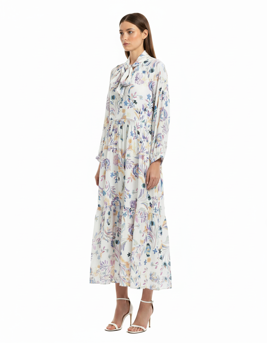 Samar Floral Maxi Dress – Relaxed Fit V-Neck  Elora