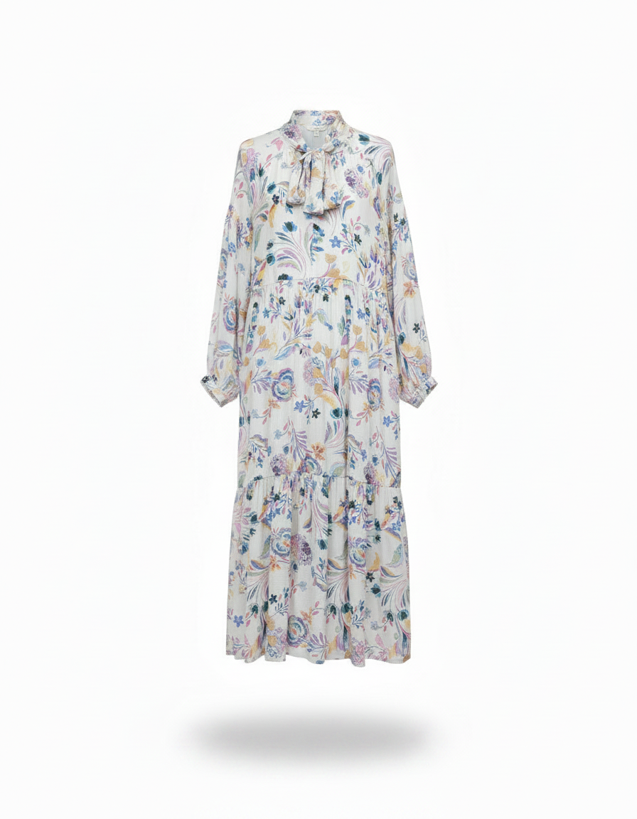 Samar Floral Maxi Dress – Relaxed Fit V-Neck  Elora