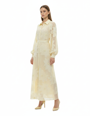 Shahd Floral Maxi Dress – Button-Front Collared  Elora