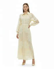 Shahd Floral Maxi Dress – Button-Front Collared  Elora