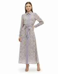 Sumaya Paisley Maxi Dress – Button-Front Collared  Elora