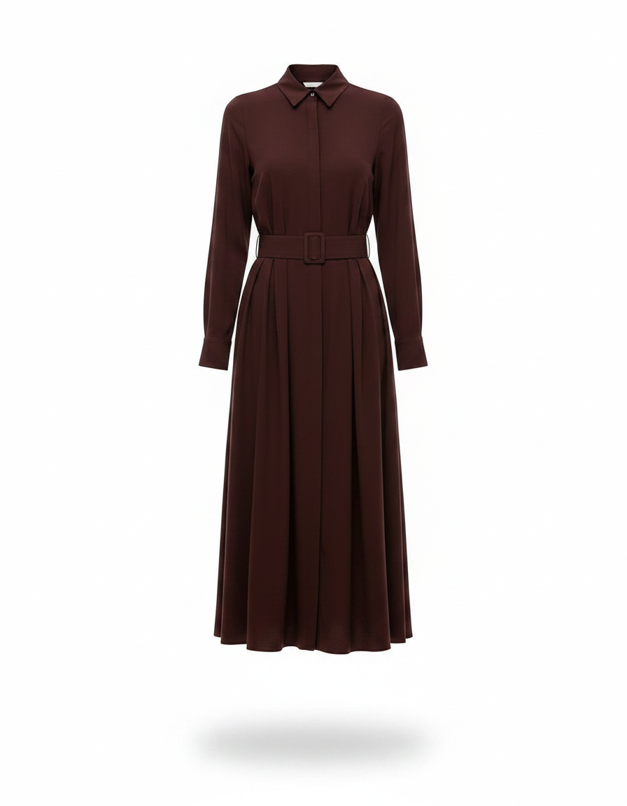 Aseel Cotton Maxi Dress – Button-Front Collared  Elora