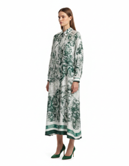 Balqis Abstract Maxi Dress – Button-Front Collared  Elora