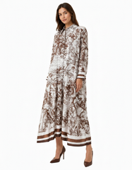 Balqis Abstract Maxi Dress – Button-Front Collared  Elora