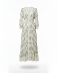Farida Polka Dot Dress – Button-Front V-Neck  Elora