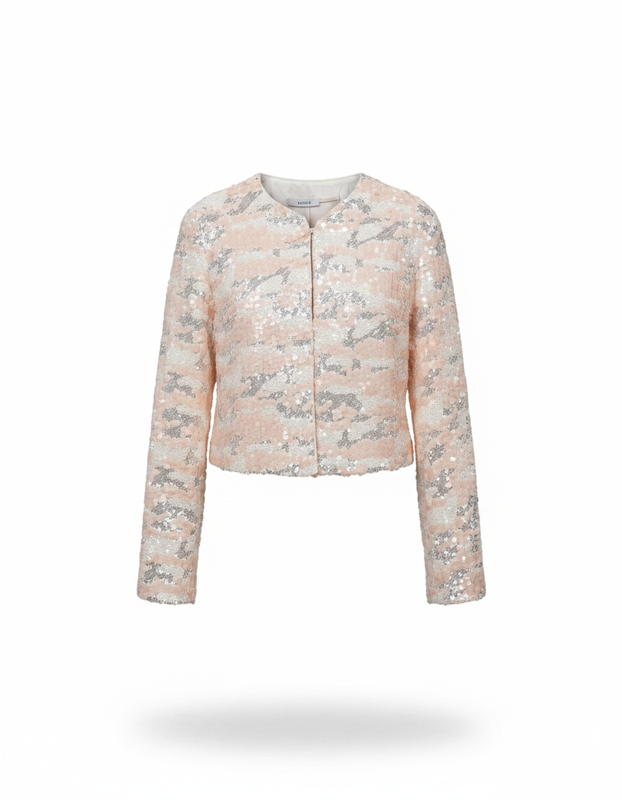 Ghina Elegant Cropped Jacket – V-Neck  Elora