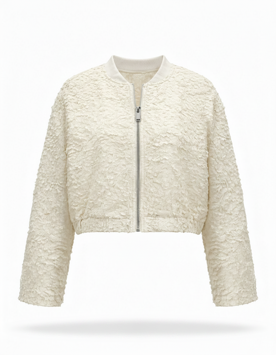 Haifa Leaf Print Cropped Jacket – Long Sleeve  Elora