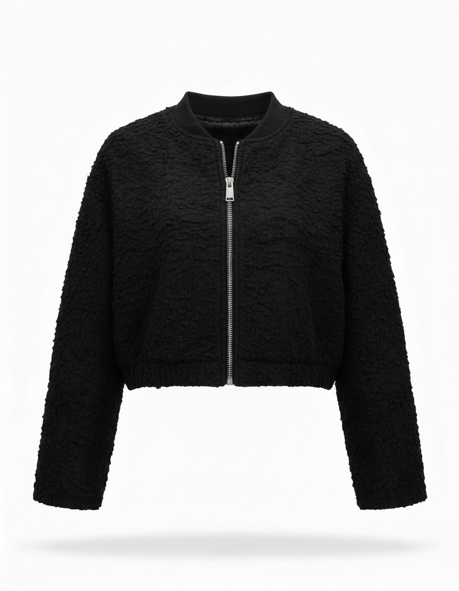 Haifa Leaf Print Cropped Jacket – Long Sleeve  Elora