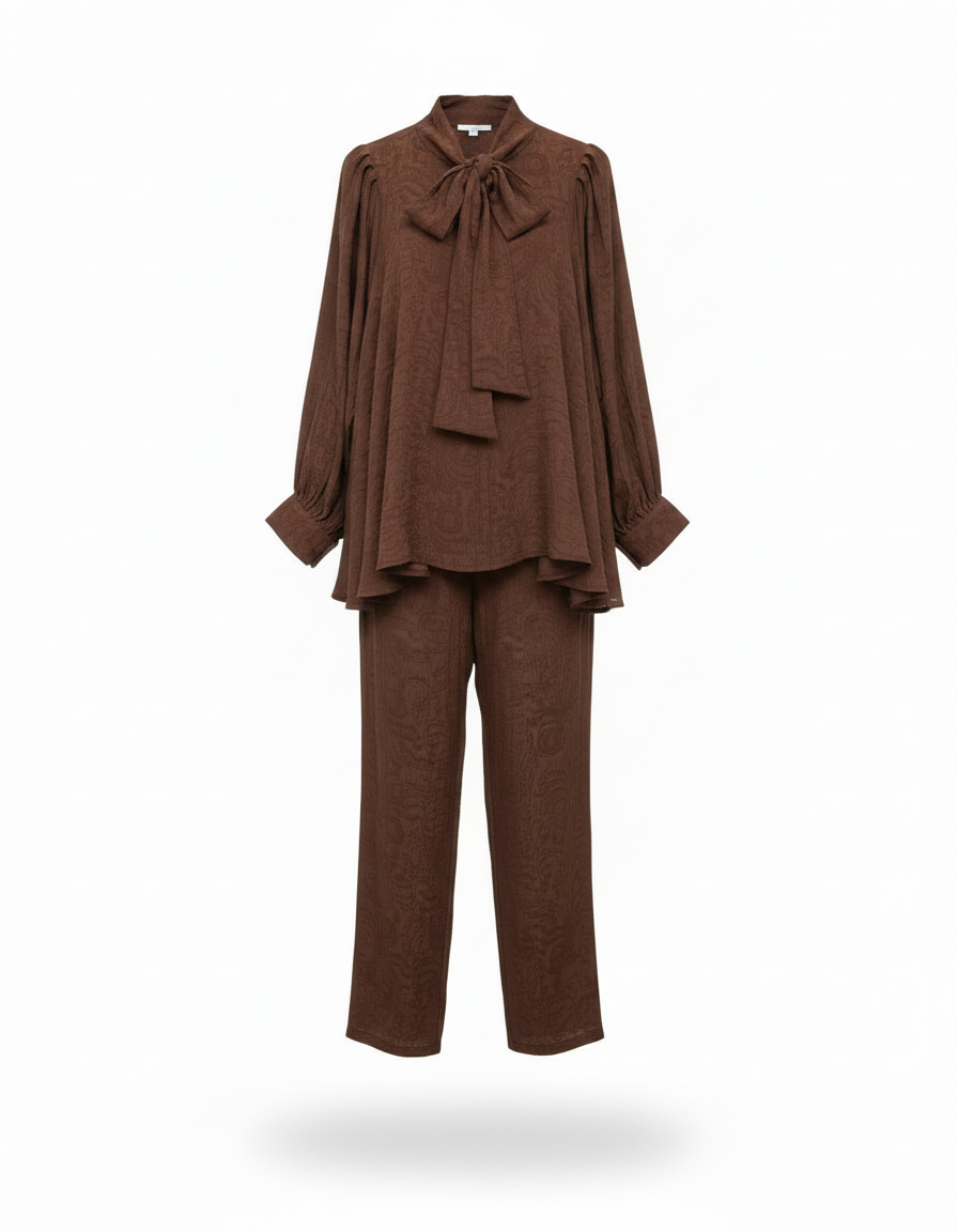 Noor Pleated Co-ord Set – Button-Front Long Sleeve  Elora