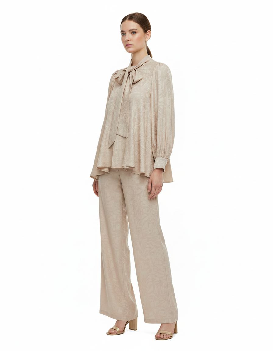 Noor Pleated Co-ord Set – Button-Front Long Sleeve  Elora