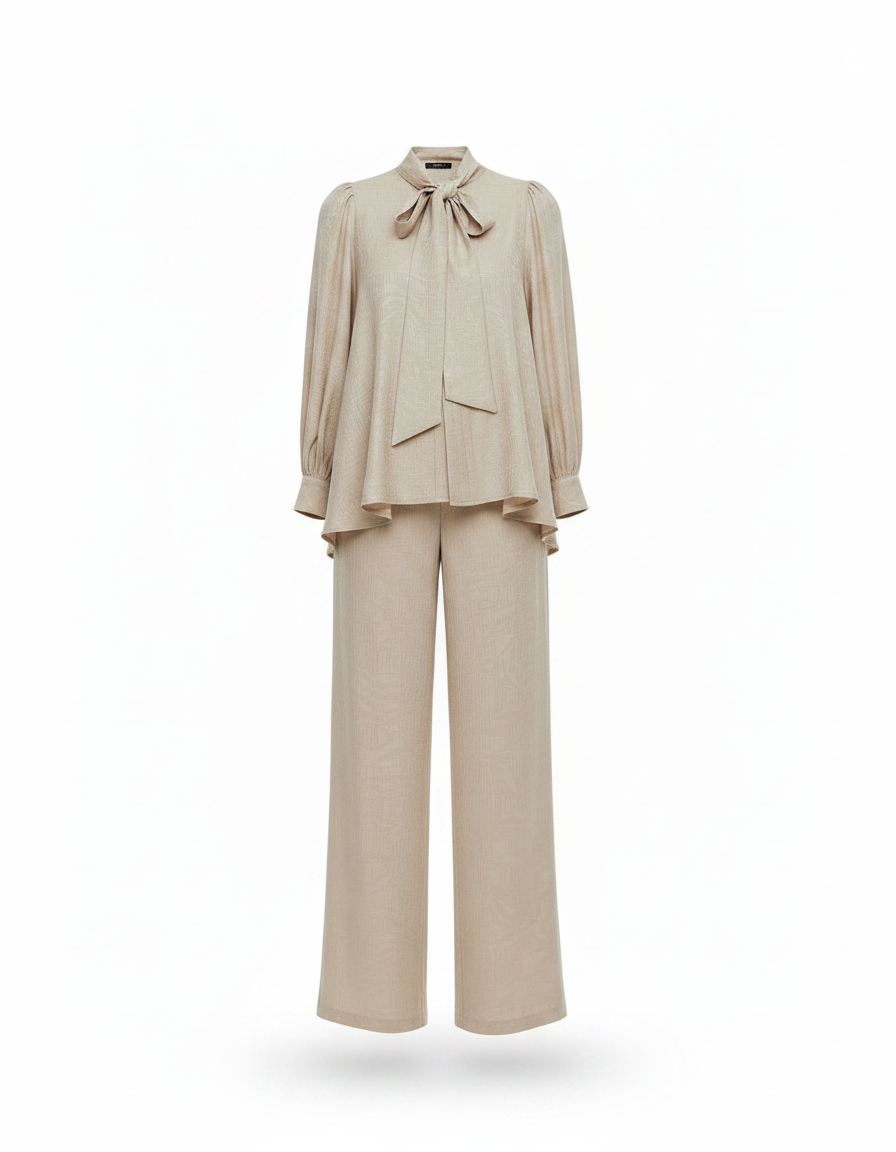 Noor Pleated Co-ord Set – Button-Front Long Sleeve  Elora