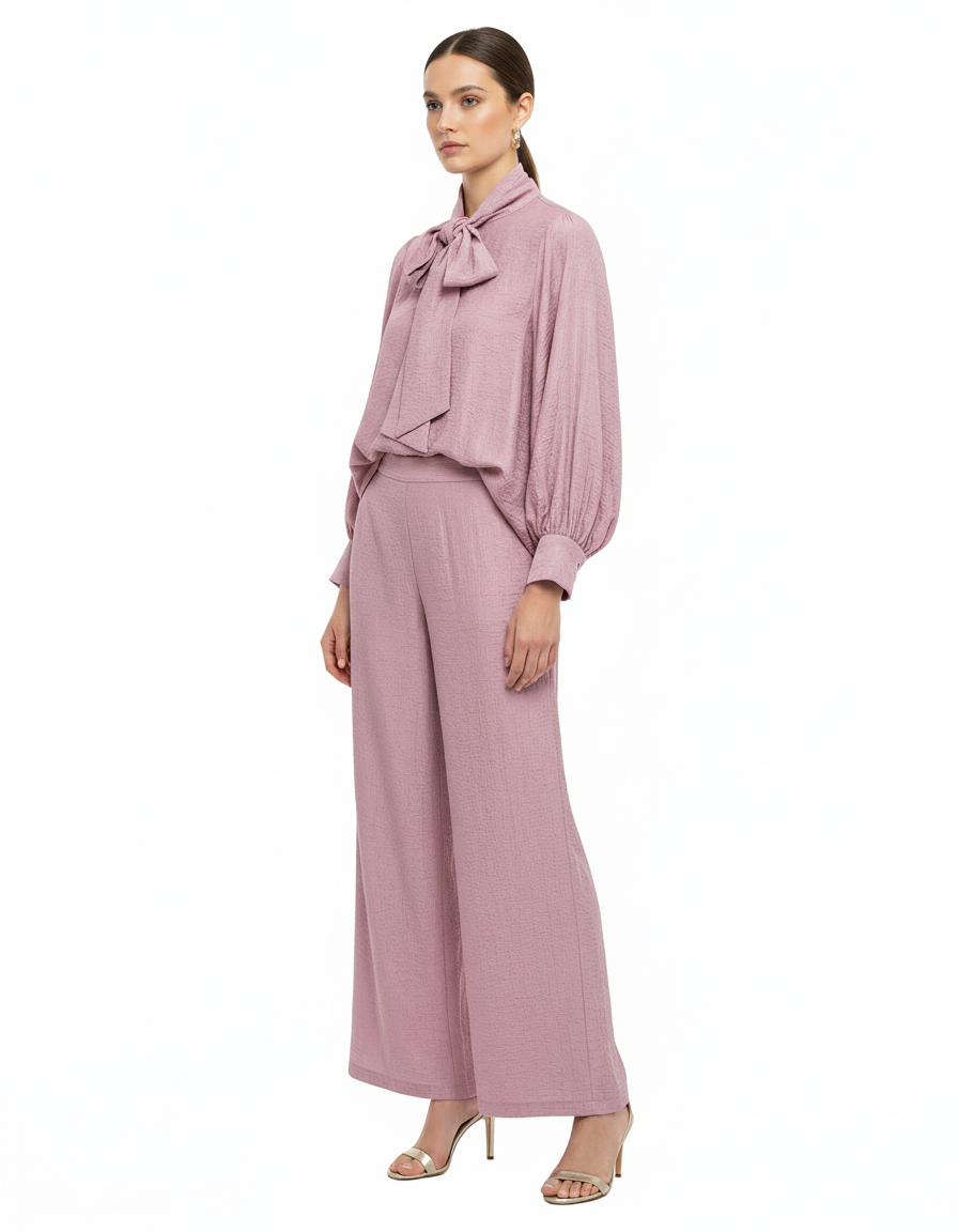 Noor Pleated Co-ord Set – Button-Front Long Sleeve  Elora