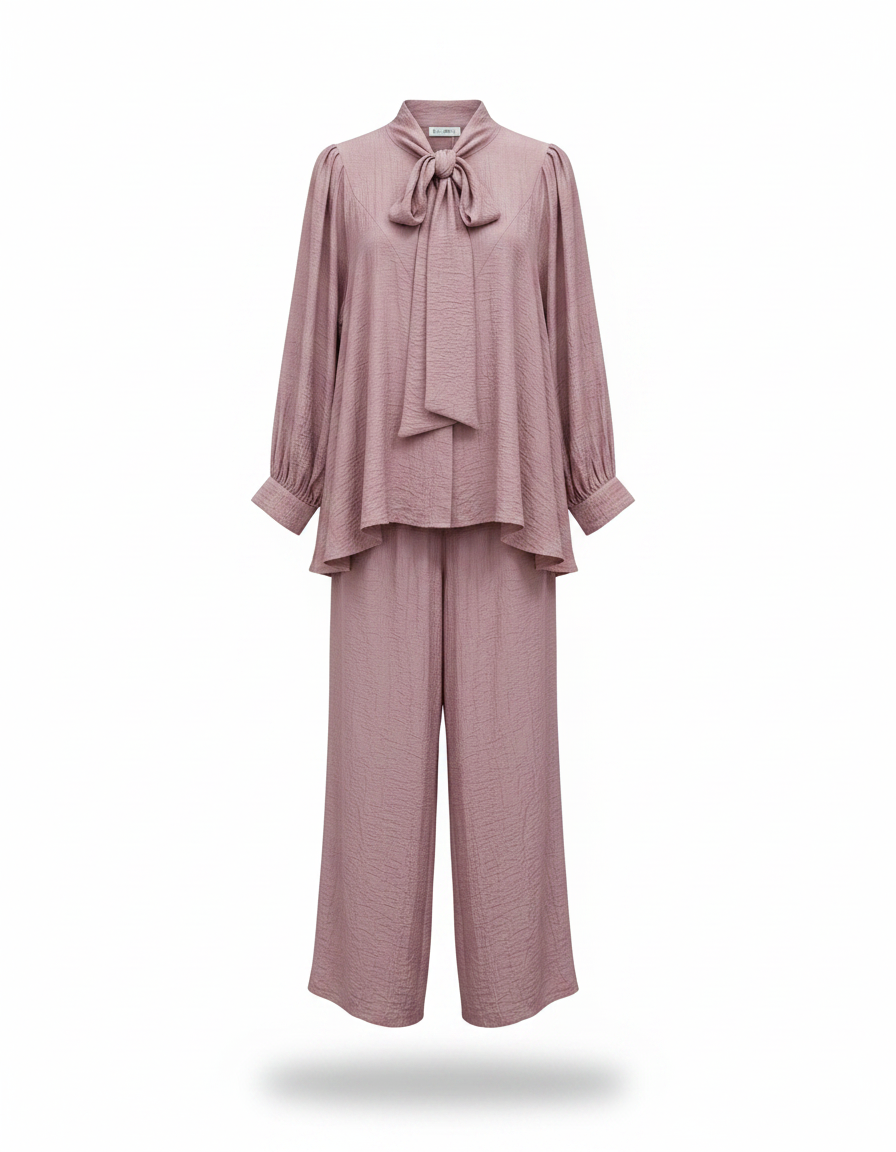 Noor Pleated Co-ord Set – Button-Front Long Sleeve  Elora