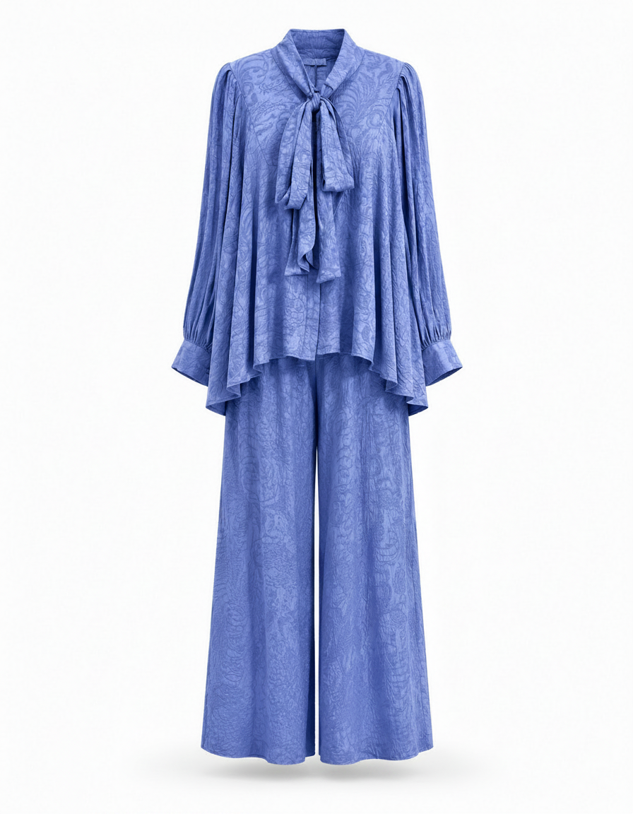 Noor Pleated Co-ord Set – Button-Front Long Sleeve  Elora