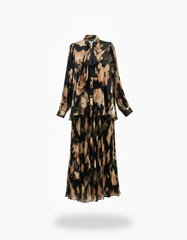 Yasmin Abstract Co-ord Set – Button-Front Long Sleeve  Elora