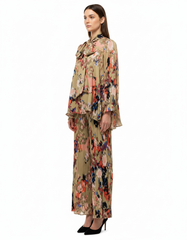 Farah Abstract Co-ord Set – Button-Front Long Sleeve  Elora