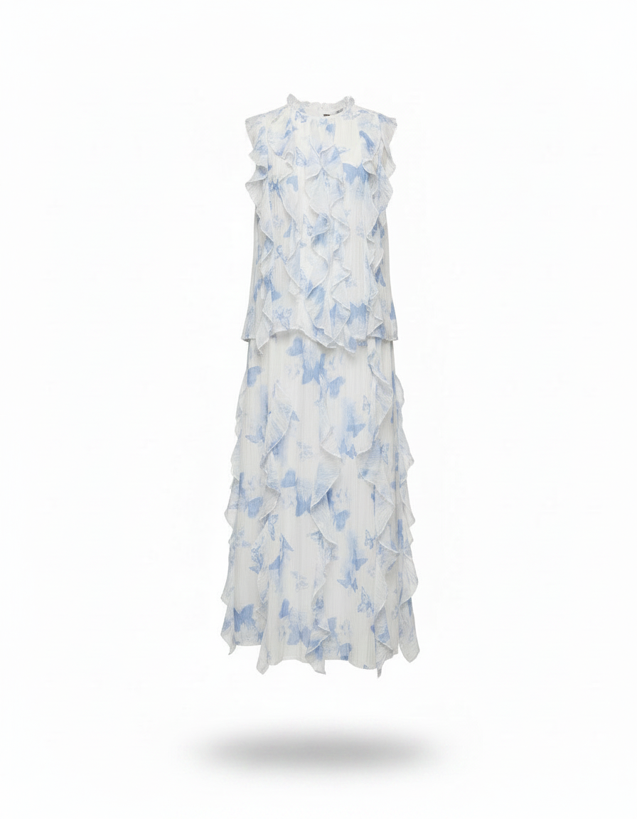 Dima Floral Co-ord Set – Button-Front Sleeveless  Elora