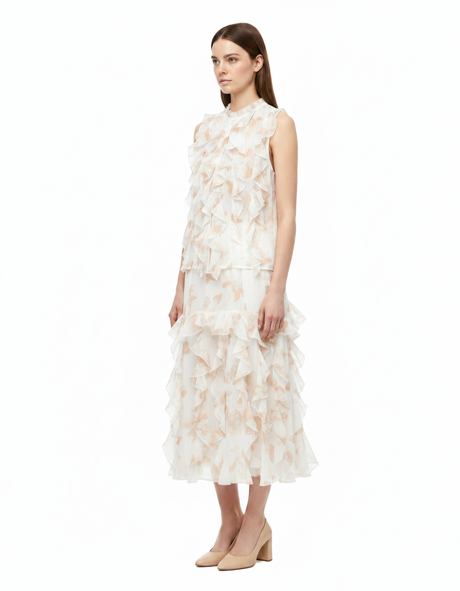 Dima Floral Co-ord Set – Button-Front Sleeveless  Elora