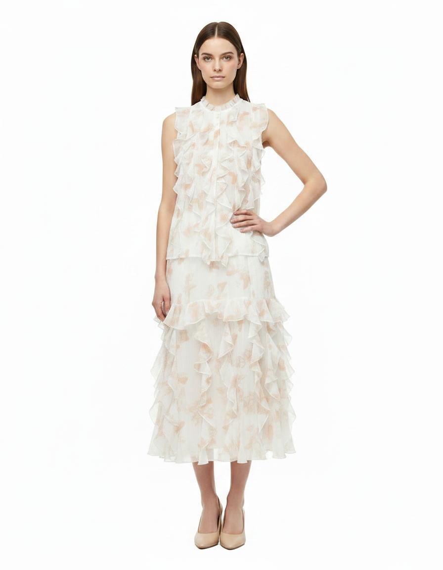 Dima Floral Co-ord Set – Button-Front Sleeveless  Elora