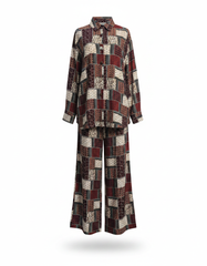 Mariam Geometric Co-ord Set – Button-Front Collared  Elora