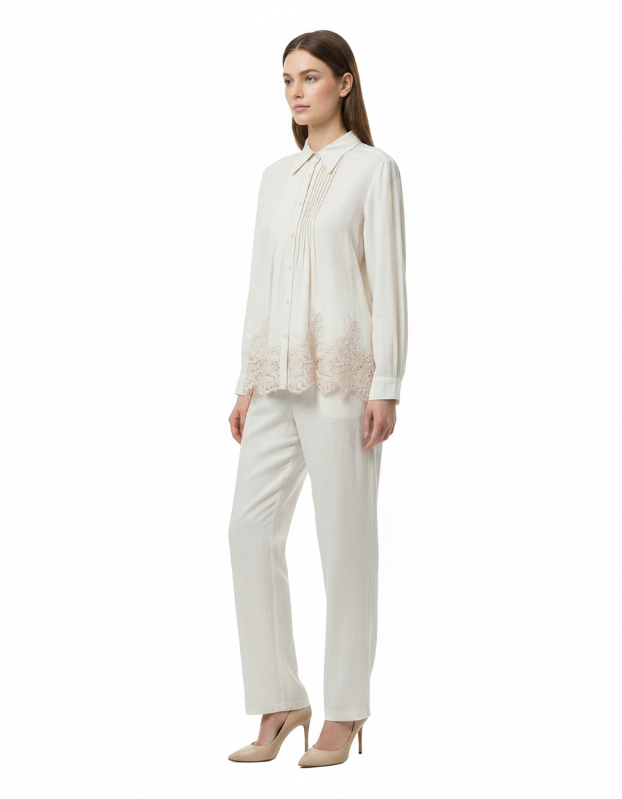 Talia Cotton Co-ord Set – Button-Front Collared  Elora