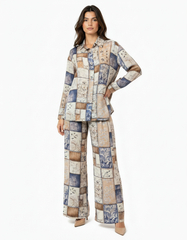 Zeina Geometric Co-ord Set – Button-Front Collared  Elora