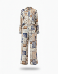 Zeina Geometric Co-ord Set – Button-Front Collared  Elora