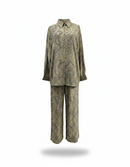 Alia Paisley Co-ord Set – Button-Front Collared  Elora