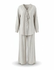 Dalia Cotton Co-ord Set – Button-Front Boat Neck  Elora