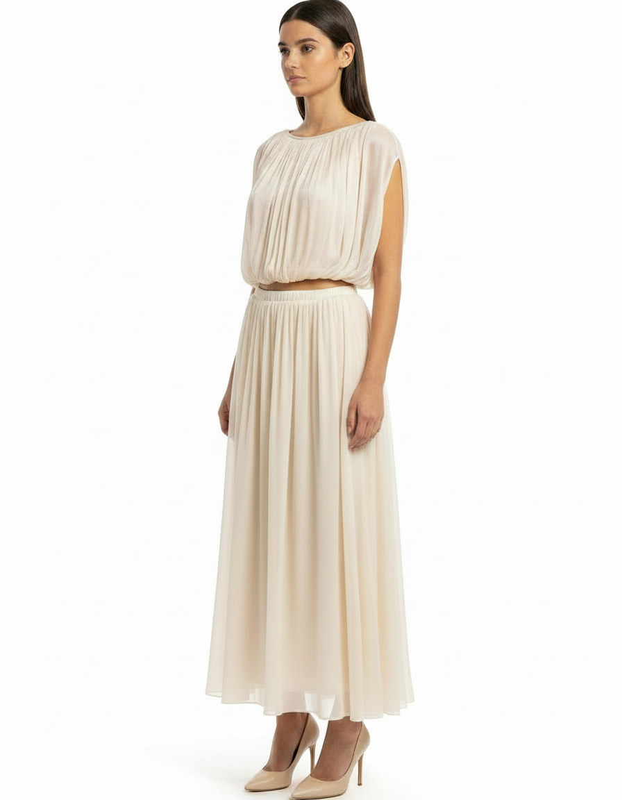 Habiba Elegant Cropped Co-ord Set – Boat Neck  Elora